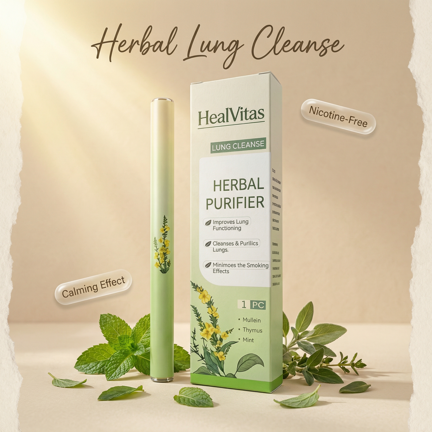 Mullein & Guarana Herbal Diffuser Pen Duo Fresh Breath & Energy Support | 1200 Uses