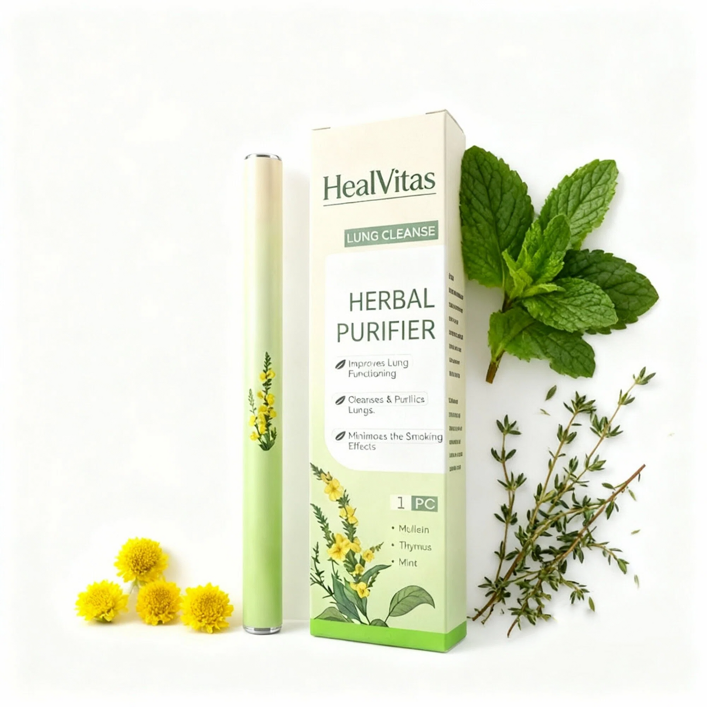 Mullein & Guarana Herbal Diffuser Pen Duo Fresh Breath & Energy Support | 1200 Uses